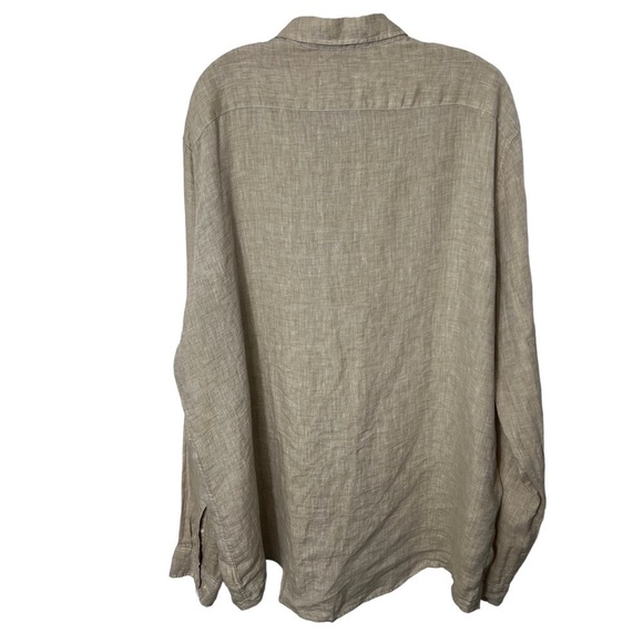 MICHAEL KORS Linen Long Sleeve Shirt in Tan Size XXL - Picture 2 of 5